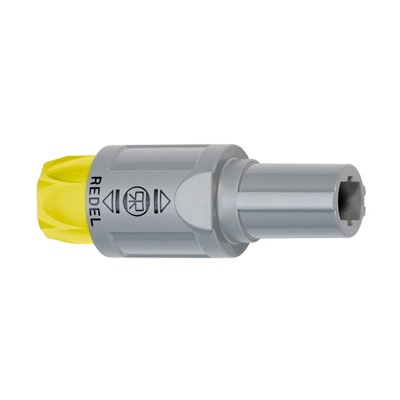 Straight plug, key (N) or keys (P, S and T), with yellow cable collet