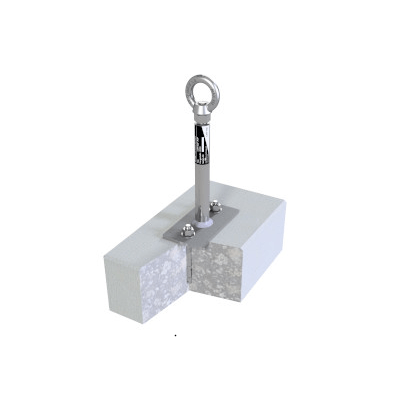 Anchor point (H=100 mm); stainless steel Base plate: 80 x 150 x 6 mm