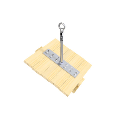 Anchor point (H=600 mm); stainless steel Base plate: 100x360x6 mm (matching angle of roof, welded)