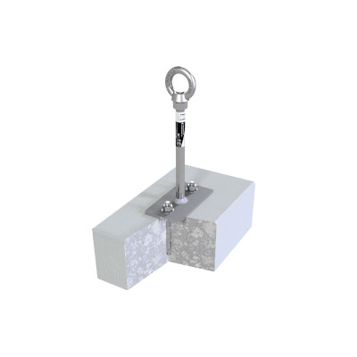 Anchor point (H=300 mm); stainless steel Base plate: 80 x 150 x 6 mm