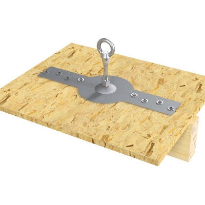 Anchor point (2-part); stainless steel Base plate 80 x 495 x 3 mm + rod L=195 mm for screwing in (24 AF) compl. with anchor eye