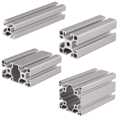 MAE 657.1 Construction profiles, i-modular system with open grooves on all sides, lightweight profile type, natural color