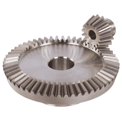 Bevel gears in steel, ratio 1:2 toothing milled, straight teeth