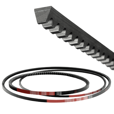 Correas trapezoidales estrechas sin fin de alto rendimiento DIN 7753, ISO 4184 de EPDM, de lados abiertos y dientes moldeados, perfil XPA