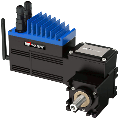 Brushless worm servogearmotor with integrated drive, planetary reduction gear and wireless fieldbus