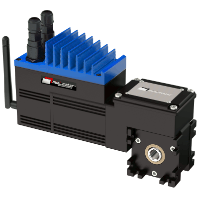 Brushless servomotor with integrated drive, worm reduction and wireless fieldbus