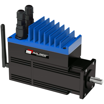 Brushless servomotor with integrated drive and wireless fieldbus