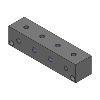 Manifold Blocks - Hydraulic - Selectable Thread Size / Outlets on 3 Sides, Vertical - Horizontal / No Inlets - 40 SQ. Pitch Standard