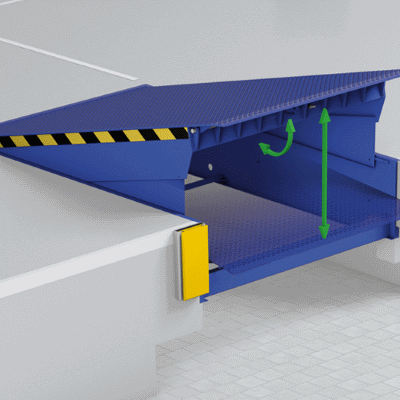 HYDRAULIC DOCK LEVELLER WITH HINGED LIP FOR HEAVY LOADS