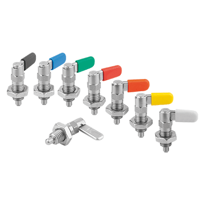 Cam action indexing plunger stainless steel, with stop