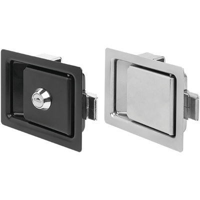 Snap locks, steel or stainless steel, with fold-down grip, mounted using a mounting bracket