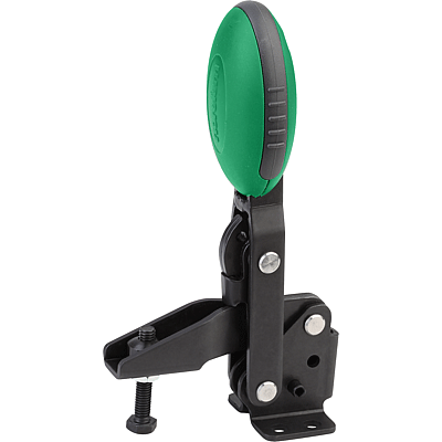 Dispositivo de sujeción rápida vertical con pie horizontal y husillo de presión ajustable