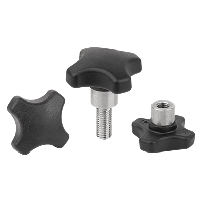 Empuñaduras en cruz de plástico resistente a altas temperaturas con casquillo de acero saliente