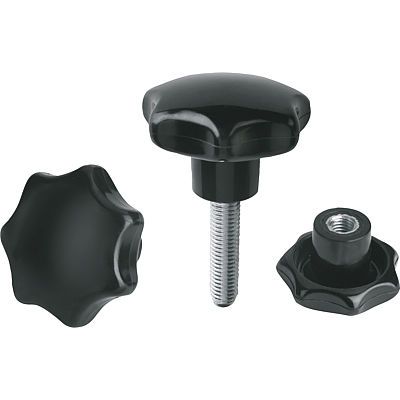 Star grips silimar to DIN 6336, metal parts stainless steel