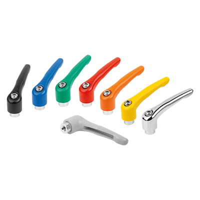 Palancas de sujeción de zinc con rosca interior, partes de acero pasivadas en azul