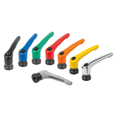 Clamping levers, zinc with female thread and clamping force intensifier