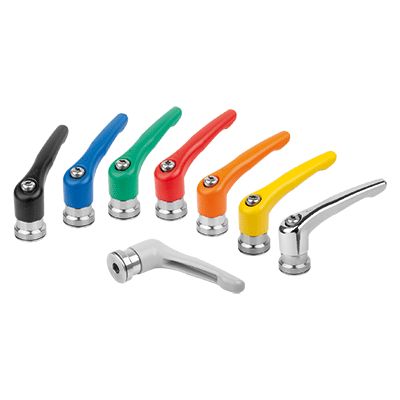 Clamping levers, zinc with female thread and clamping force intensifier