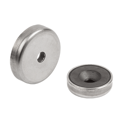 Magnets shallow pot with countersink hard ferrite with stainless-steel housing