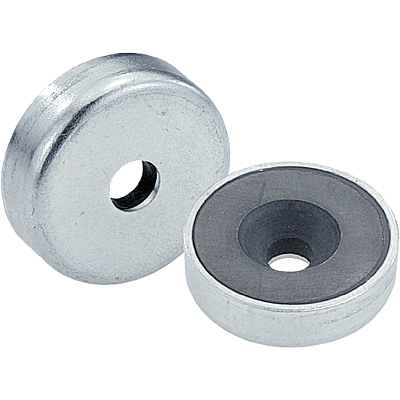 Magnets shallow pot with countersink hard ferrite
