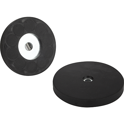 Magnets shallow pot with through hole NdFeB, with rubber protective jacket