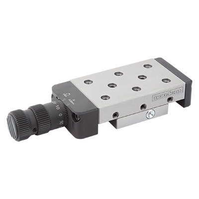 Tables de guidage à queue d’aronde avec vis de réglage micrométrique et perçages de positionnement