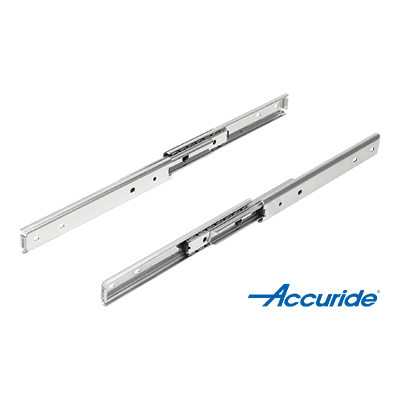 Steel telescopic slides for side mounting, full extension, load capacity up to 30 kg