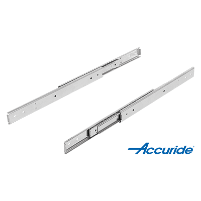 Stainless steel telescopic slides for side mounting, full extension, load capacity up to 80 kg
