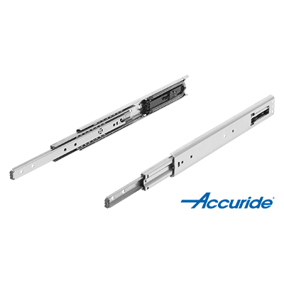 Telescopic slides, stainless steel, for side mounting, full extension, load capacity up to 90 kg