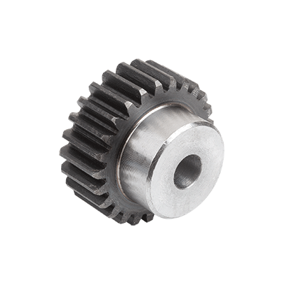 Bevel gears in steel, ratio 1:4 toothing milled, straight teeth, engagement  angle 20°