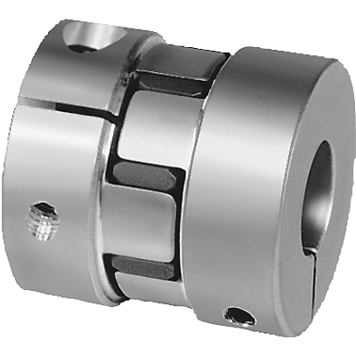 Elastomer dog couplings with radial clamping hub