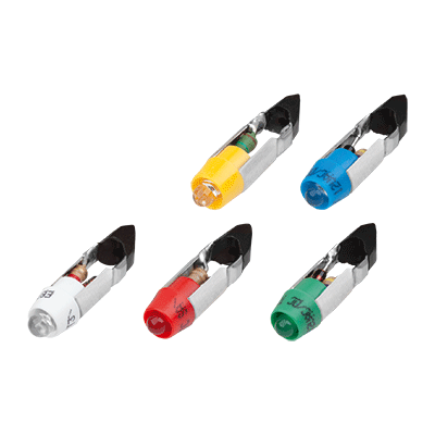 Diodos emisores de luz con resistencia en serie y rectificador de media onda, casquillo L5,5k 12/24 voltios