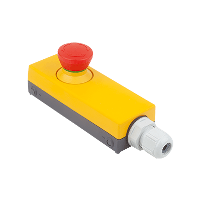 急停按钮，带"Minibox"壳体，Ø 22.3 mm，M16 线缆密封套