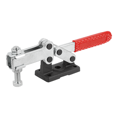 Toggle clamp, steel, horizontal, heavy-duty version with adjustable clamping spindle