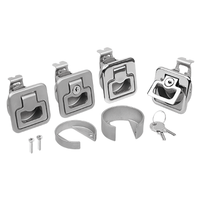 Snap locks stainless steel with Bowden cable connection and grip, fold-down