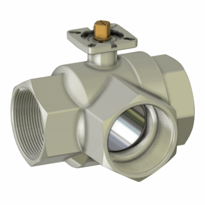 3 way full-bore threaded-ends brass ball valve,"L" port