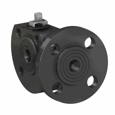 "3-way flat body flanged, ""L"" port"