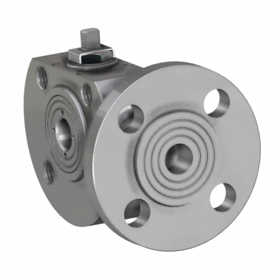 "3-way flat body flanged, ""L"" port"