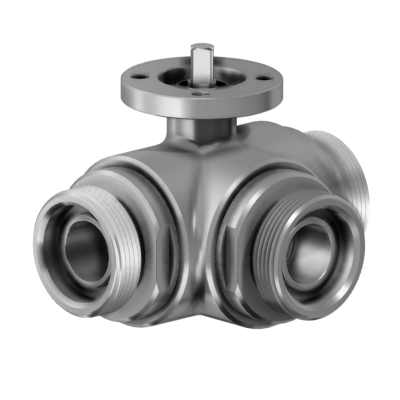 "3-way full-bore, ""T"" or ""L"" port, DIN 11851 threaded-ends"