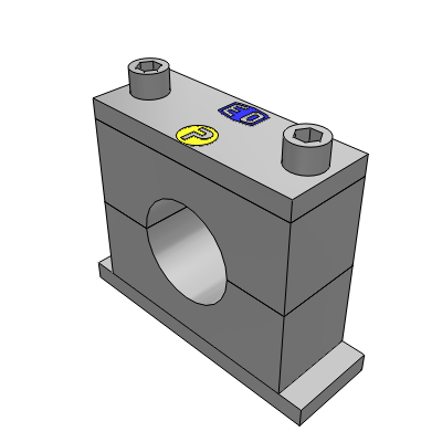 2 clamp halves, weld plate, cover plate, socket head bolt