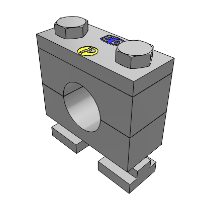 2 clamp halves, rail nuts, cover plate, hex. head bolts