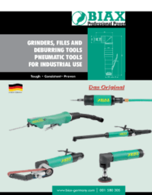 High-speed oil-free grinders High-speed grinders Straight grinders Angle grinders Belt sanders Drilling deburrers Pneumatic files Drills and brushing tools Chisels and engraving tools Pneumatic saws Accessories