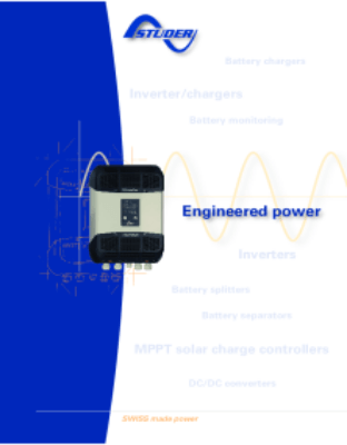 The company Applications Applications in remote areas Mobile applications Backup applications Self-consumption systems Products MPPT solar charge controllers Sine wave inverter-chargers Sine wave inverters Battery chargers DC/DC converters Battery splitte