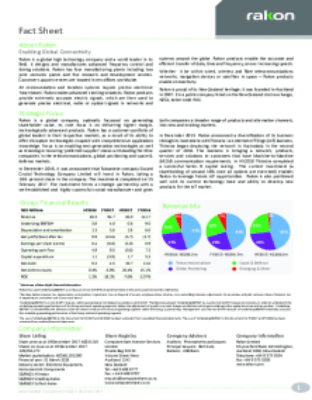 About Rakon Strategic Focus Group Financial Results Revenue Mix Company Information Strategy and Vision Governance and Leadership Rakon Share Price Dividend Policy Financial Calendar Glossary Highlights