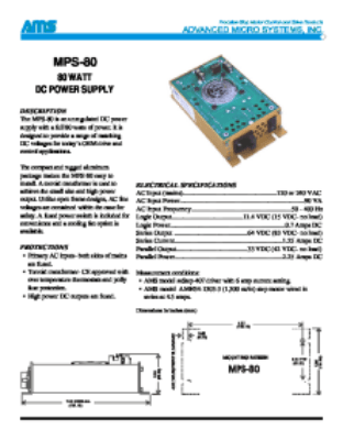 Description Protections Electrical Specifications