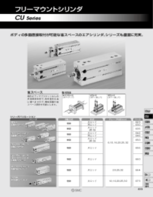 エアシリンダ>コンパクトエアシリンダ>フリーマウントシリンダ CU/CDU ・シリンダの多面直接取付が可能な省スペースシリンダ。・オートスイッチ付（CDUシリーズ：CDU、CDUW、CDUK、CDUKW、CDU-A、ZCDUK）