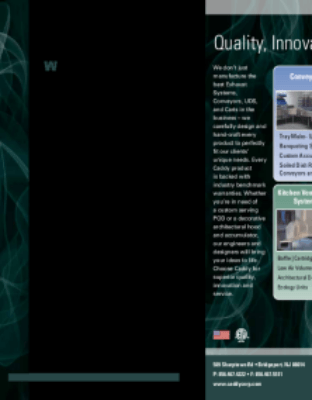 Kitchen Ventilation Systems Ecology Systems Tray Make-Up and Support Equipment Utility Distribution Systems Soiled Tray Conveyors and Accumulators Cutting Edge Technology