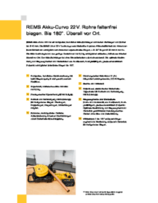 REMS Akku-Curvo 22V. Rohre faltenfreibiegen. Bis 180°. Überall vor Ort. Zubehör REMS Akku-Curvo 22V