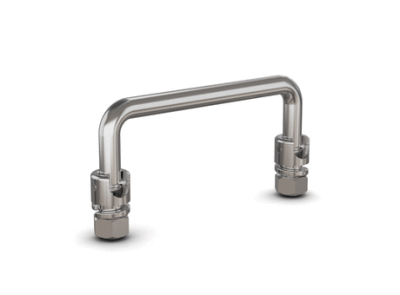 Folding handles with stop in open position