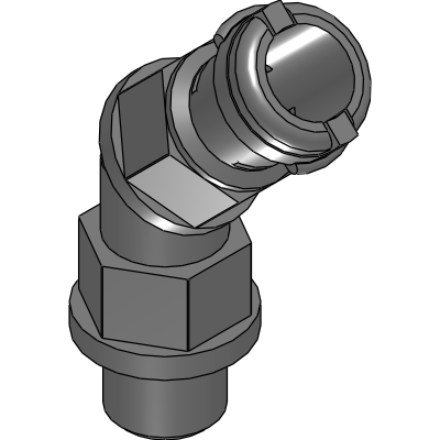 45° Elbow, male plastic thread