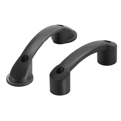 Bow handles for machinery and industrial equipment: plastic / polyamide, with or without caps, black